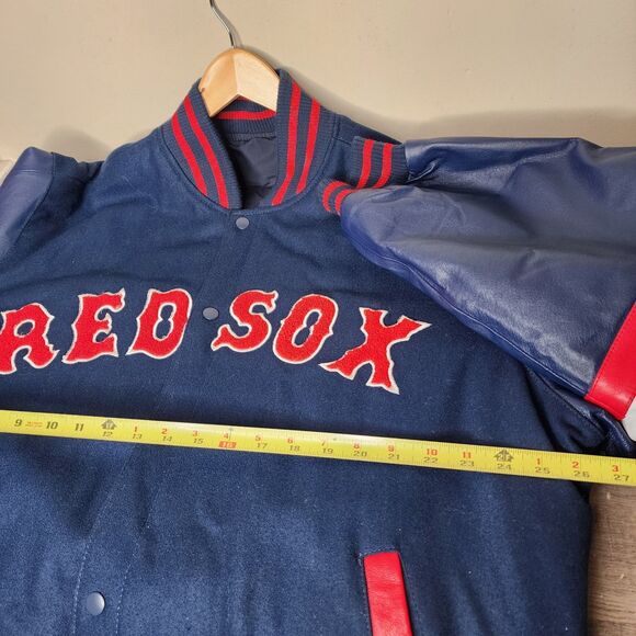 Boston Red Sox Varsity Jacket Leather Wool Embroidered Spellout Logo Mens 2XL - Picture 14 of 14